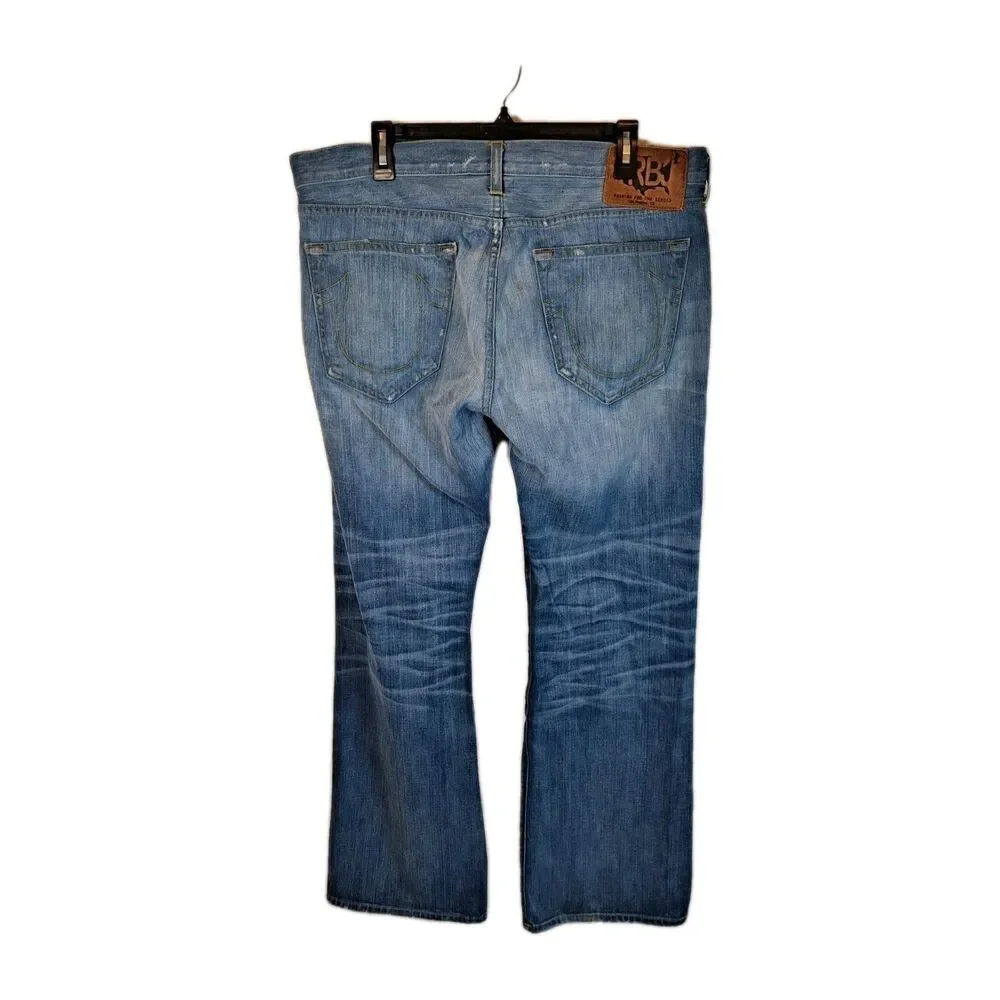 True Religion TRBJ Men's Danny Jeans Size 36 X 34 Blue Distressed